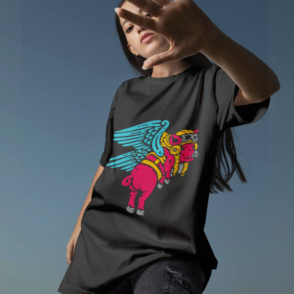Flying Piggie Unisex Oversized Tee