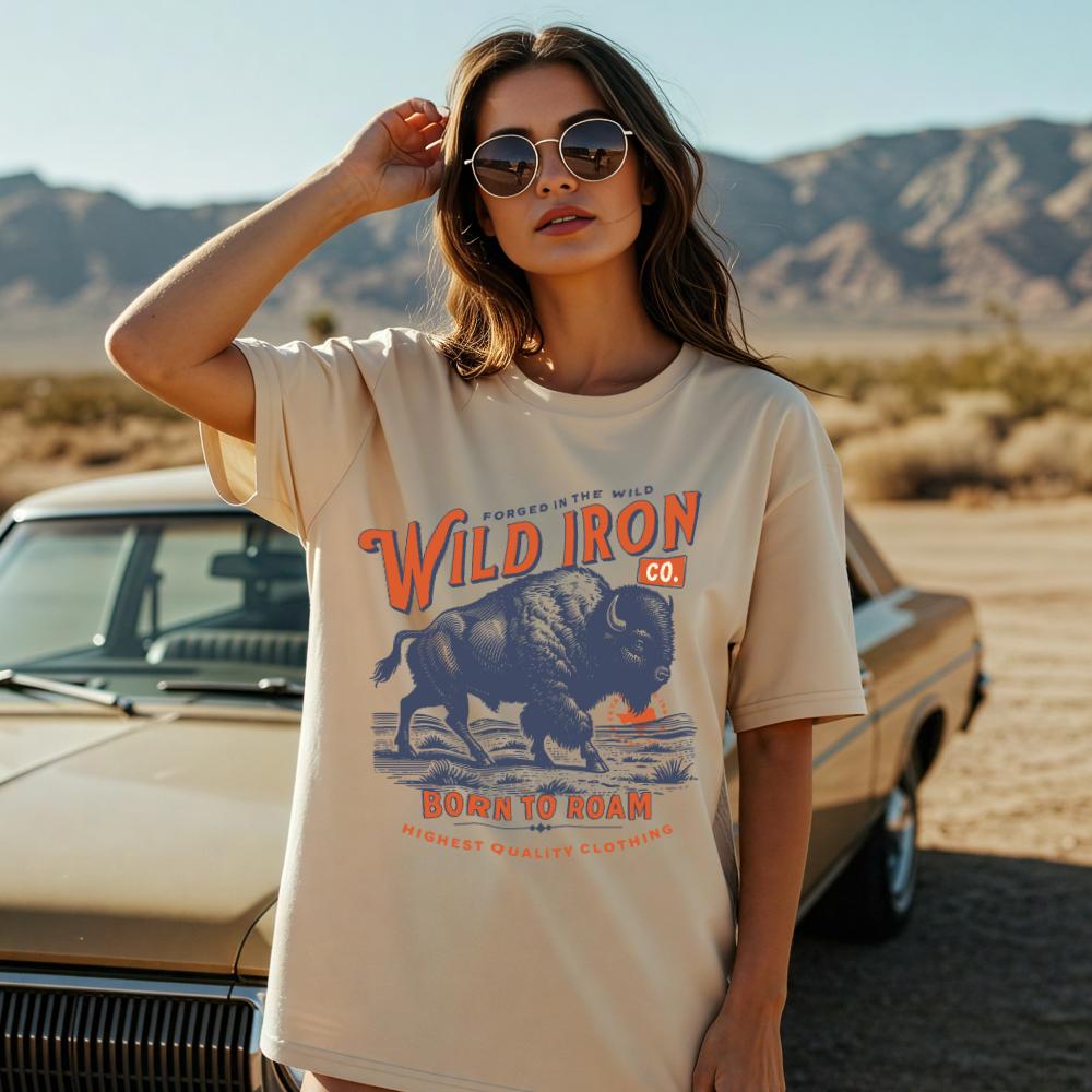 Bison Roaming Western Custom T-Shirt - Style Circus