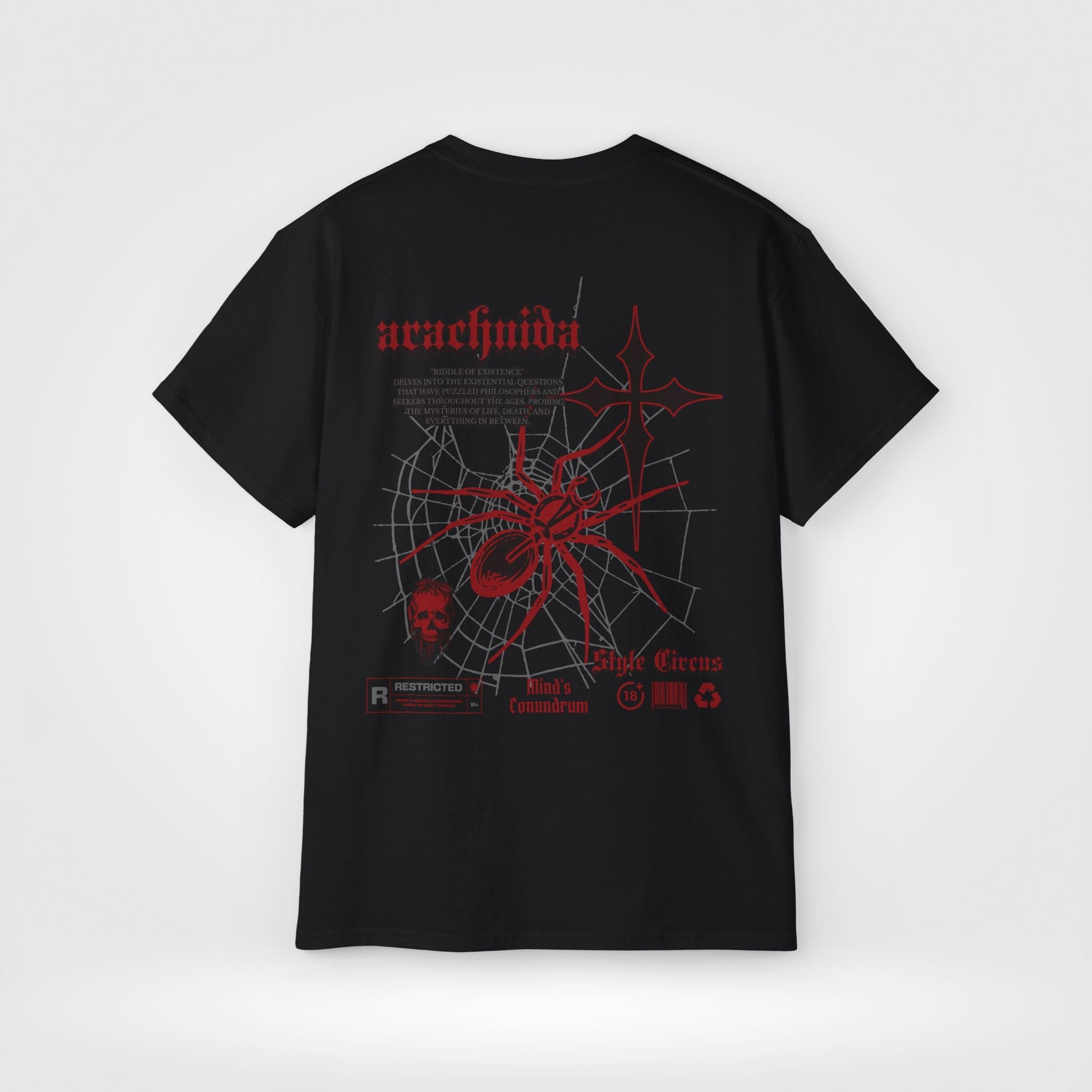 Black Widows Spider & Web Skull Wear T-Shirt - Style Circus