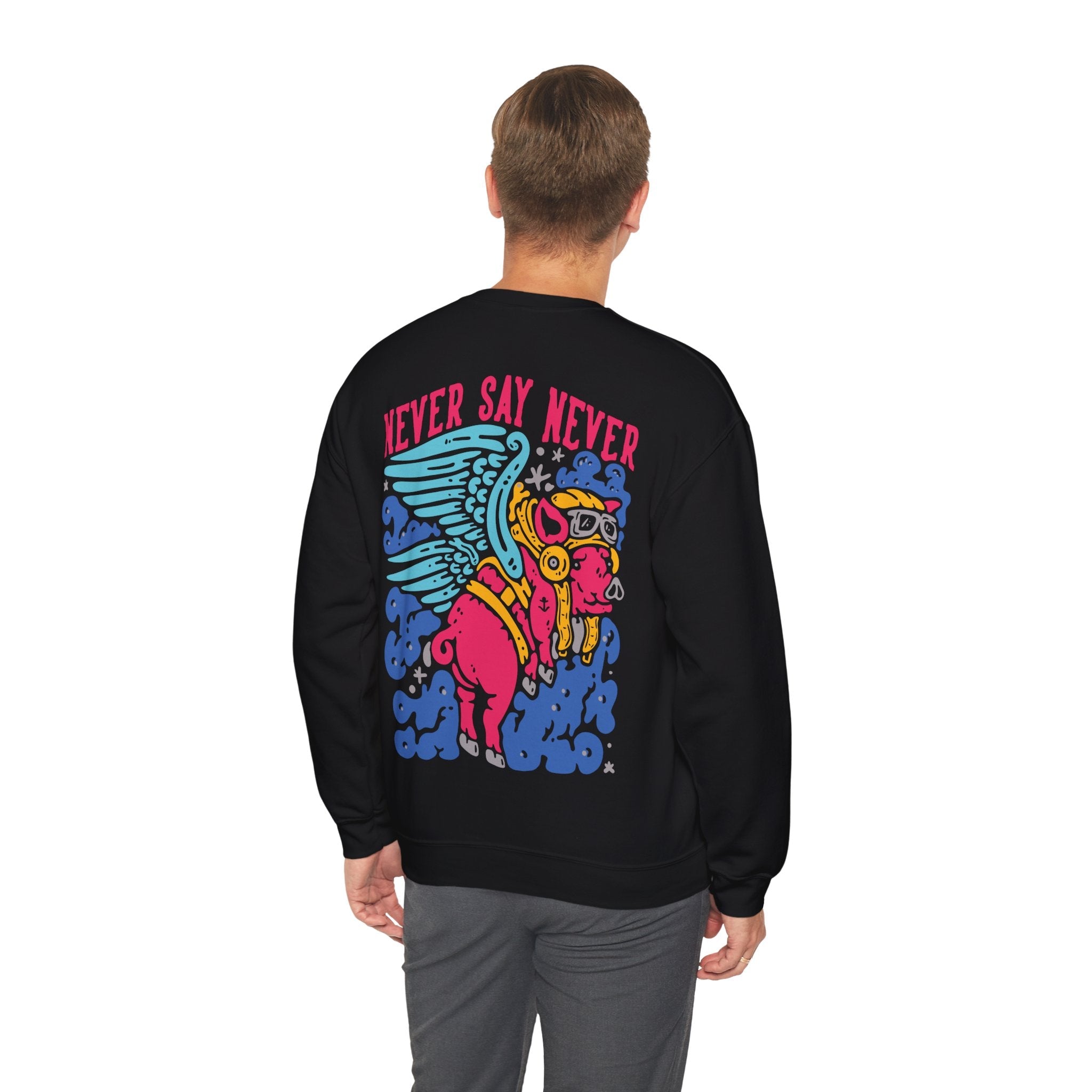 Flying Pig Never Say Never Unisex Sweatshirt - Style Circus