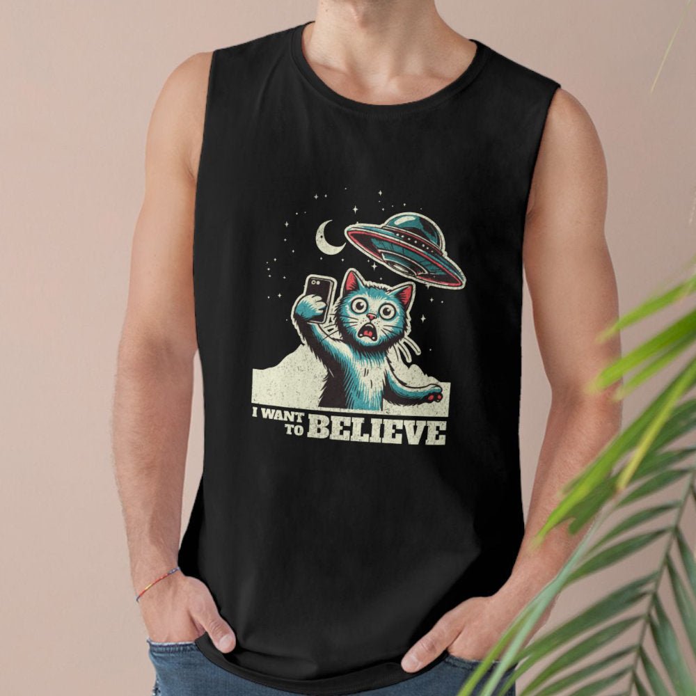 I Want To Believe Cat UFO Unisex Tank Top - Style Circus