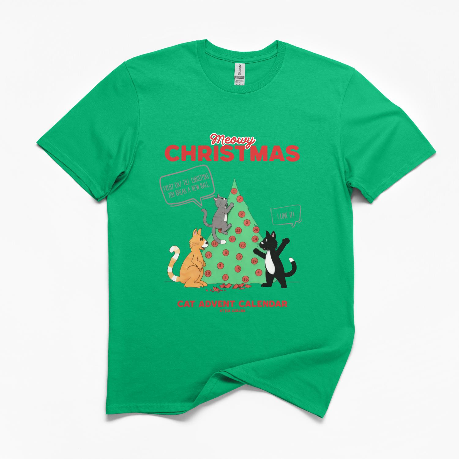 Meowy Cat Christmas T-Shirt