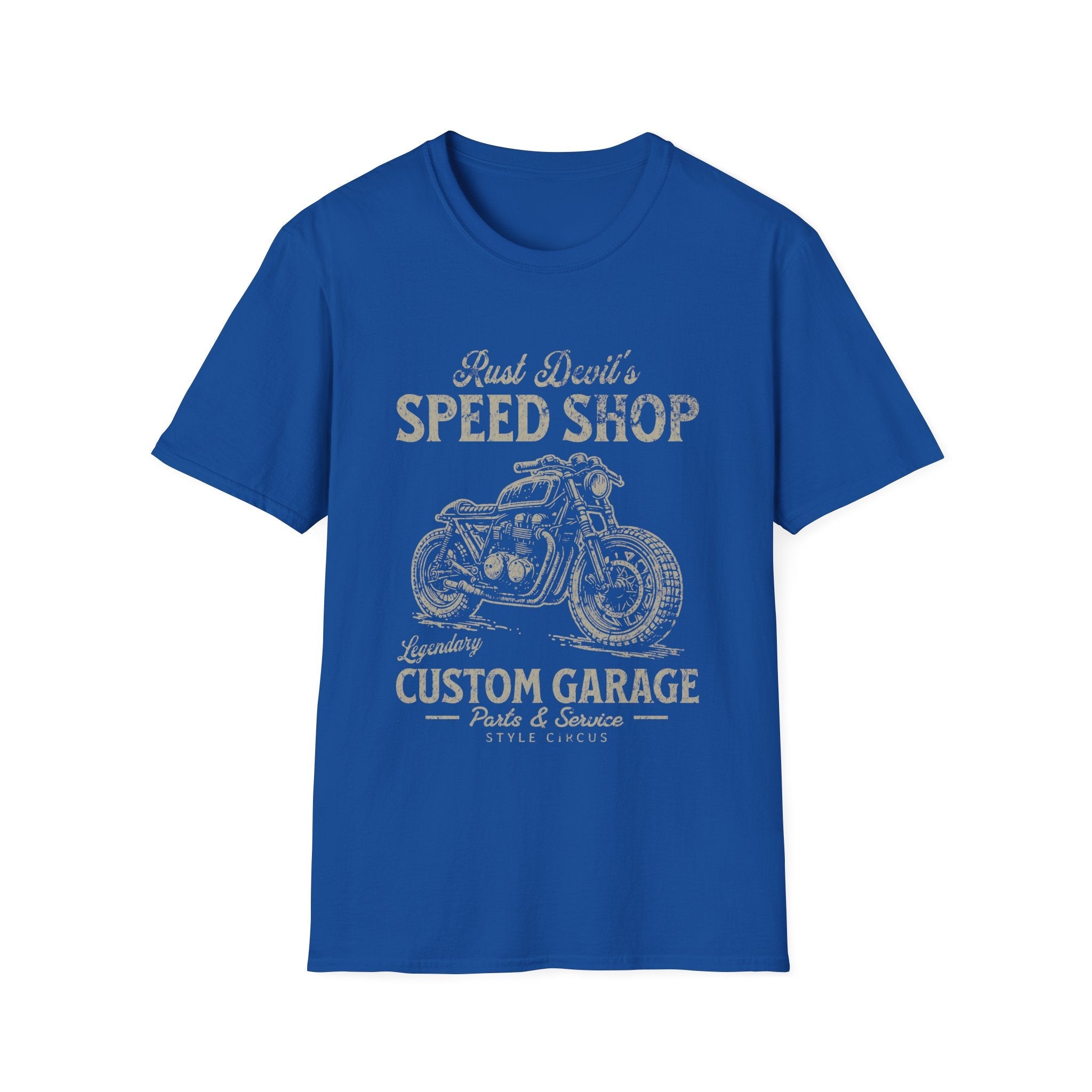 Rust Devil's Motorcycle Garage Custom T-Shirt - Style Circus
