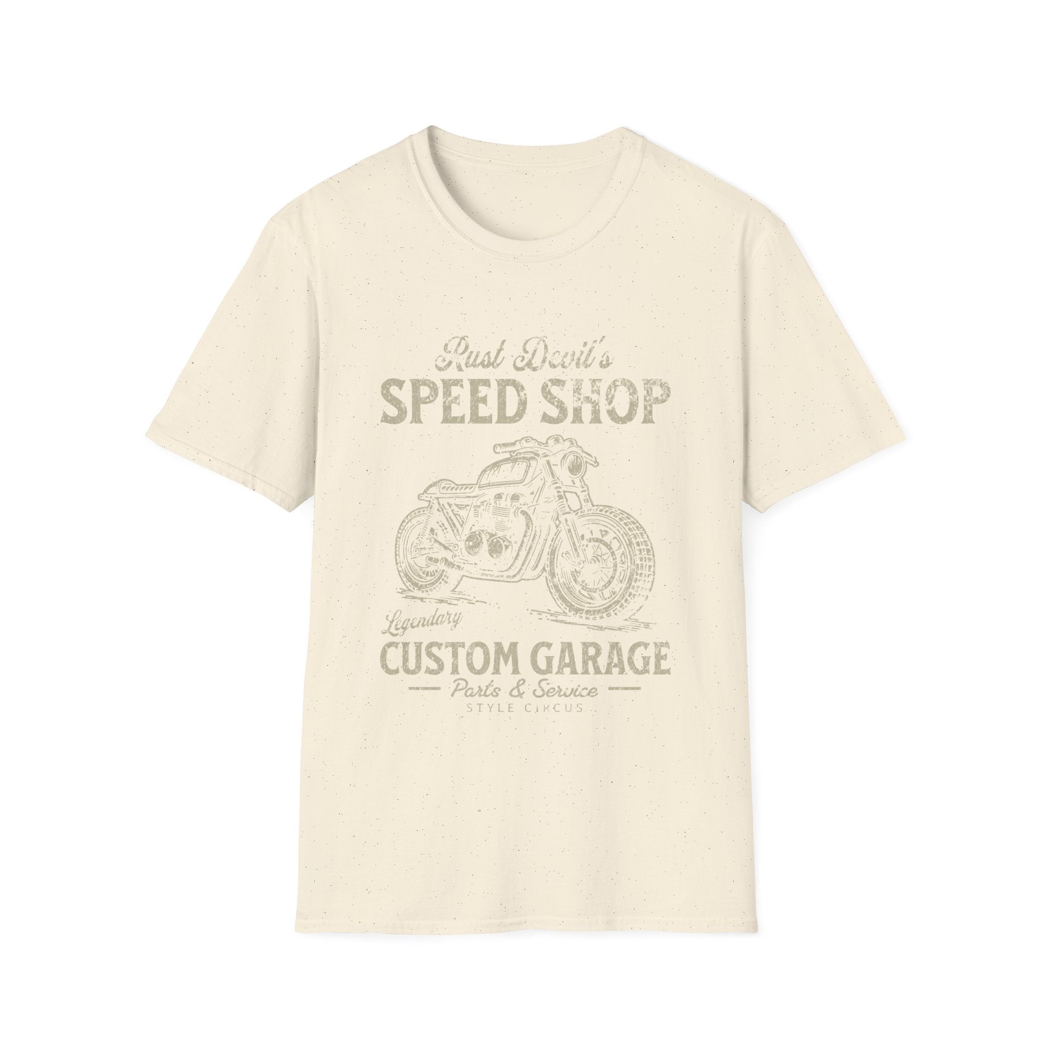 Rust Devil's Motorcycle Garage Custom T-Shirt - Style Circus