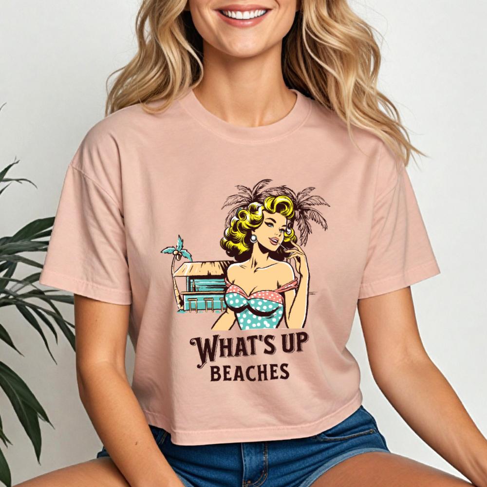 What's Up Beaches Crop Tee