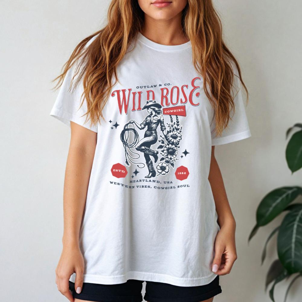 Wild Rose Cowgirl Retro T-Shirt - Style Circus