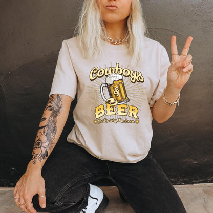 Cowboys And Beer Western T-Shirt - Style Circus