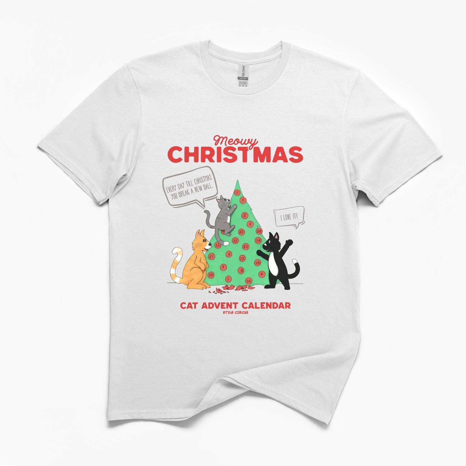 Meowy Cat Christmas T-Shirt