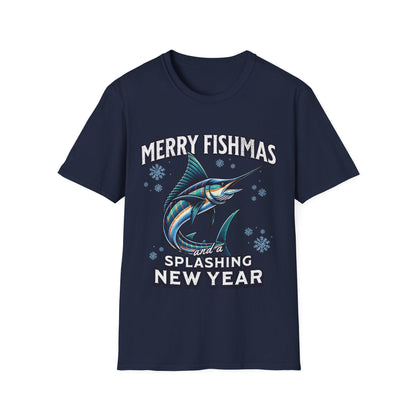 Merry Fishmas And A Splashing New Year Fishing T-Shirt - Style Circus