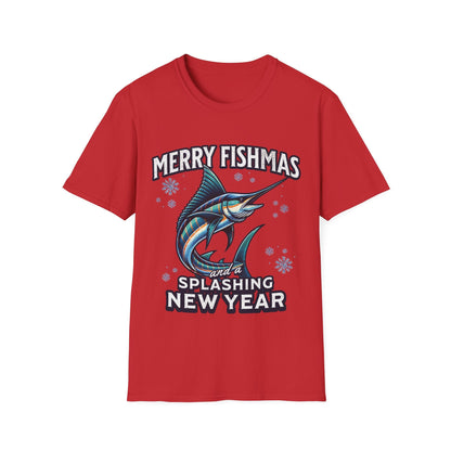 Merry Fishmas And A Splashing New Year Fishing T-Shirt - Style Circus