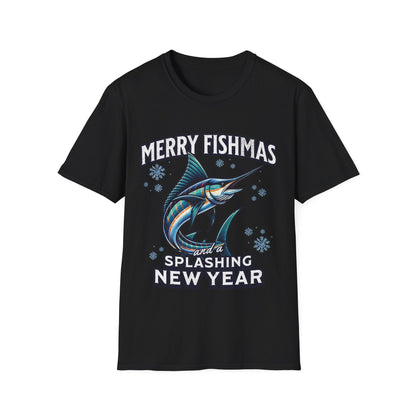 Merry Fishmas And A Splashing New Year Fishing T-Shirt - Style Circus