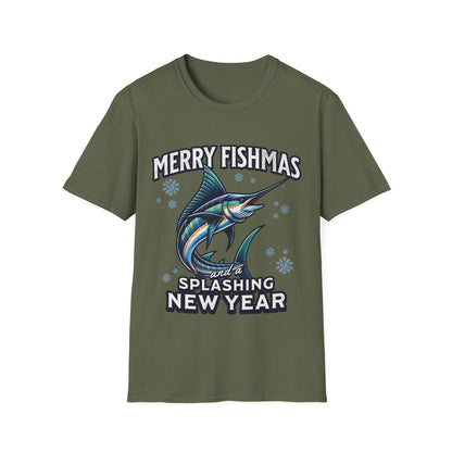 Merry Fishmas And A Splashing New Year Fishing T-Shirt - Style Circus