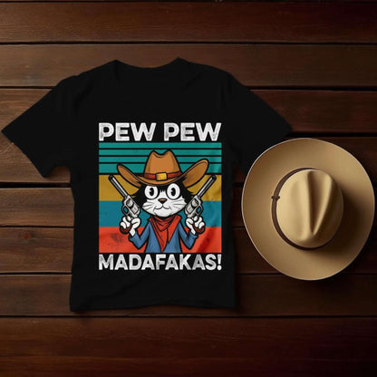 Pew Pew Cowboy Cat T-Shirt - Style Circus