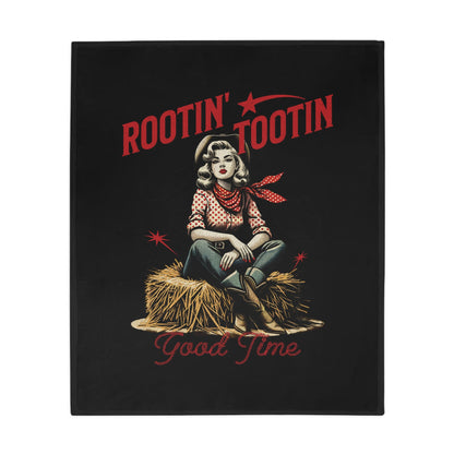 Rootin' Tootin' Good Time Black Throw Blanket