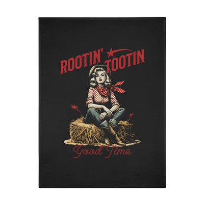 Rootin' Tootin' Good Time Black Throw Blanket