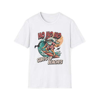 Santa Surfs Up Beaches Funny T-Shirt - Style Circus