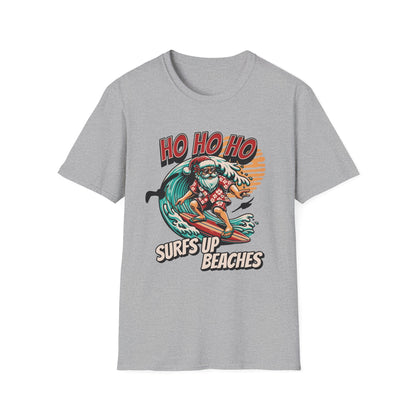 Santa Surfs Up Beaches Funny T-Shirt - Style Circus