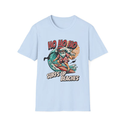 Santa Surfs Up Beaches Funny T-Shirt - Style Circus