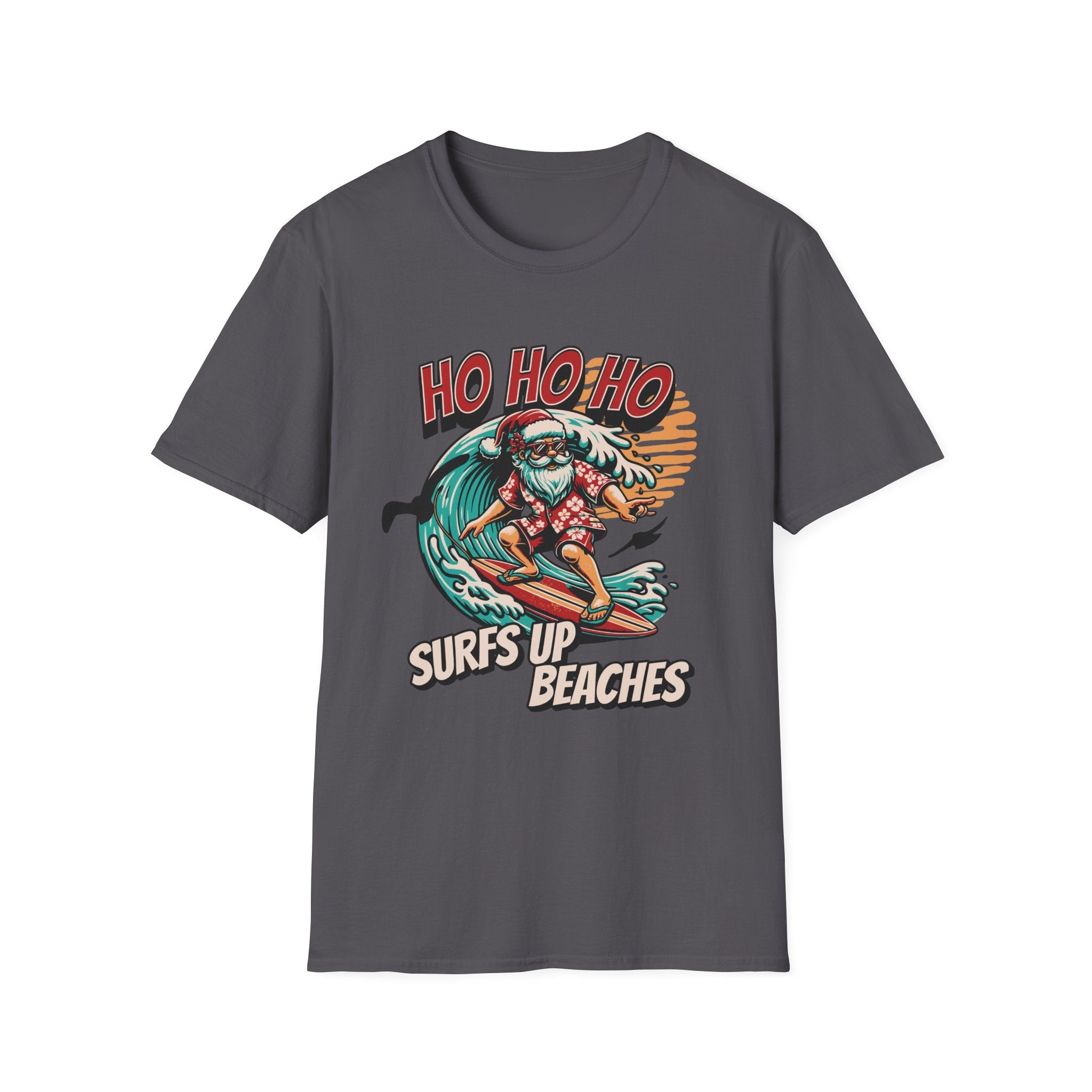 Santa Surfs Up Beaches Funny T-Shirt - Style Circus