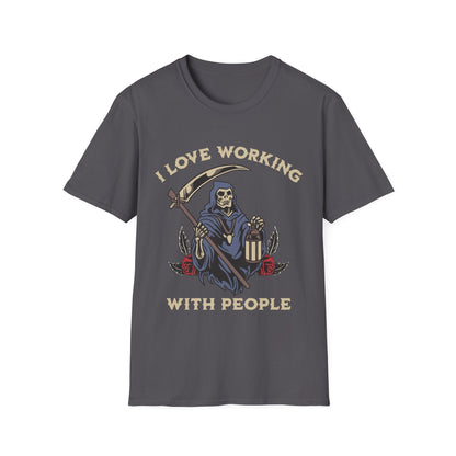 Slasher Loves Working With People Funny T-Shirt - Style Circus