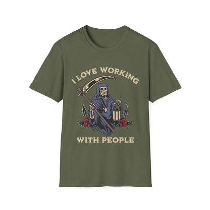 Slasher Loves Working With People Funny T-Shirt - Style Circus