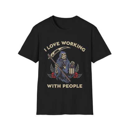 Slasher Loves Working With People Funny T-Shirt - Style Circus