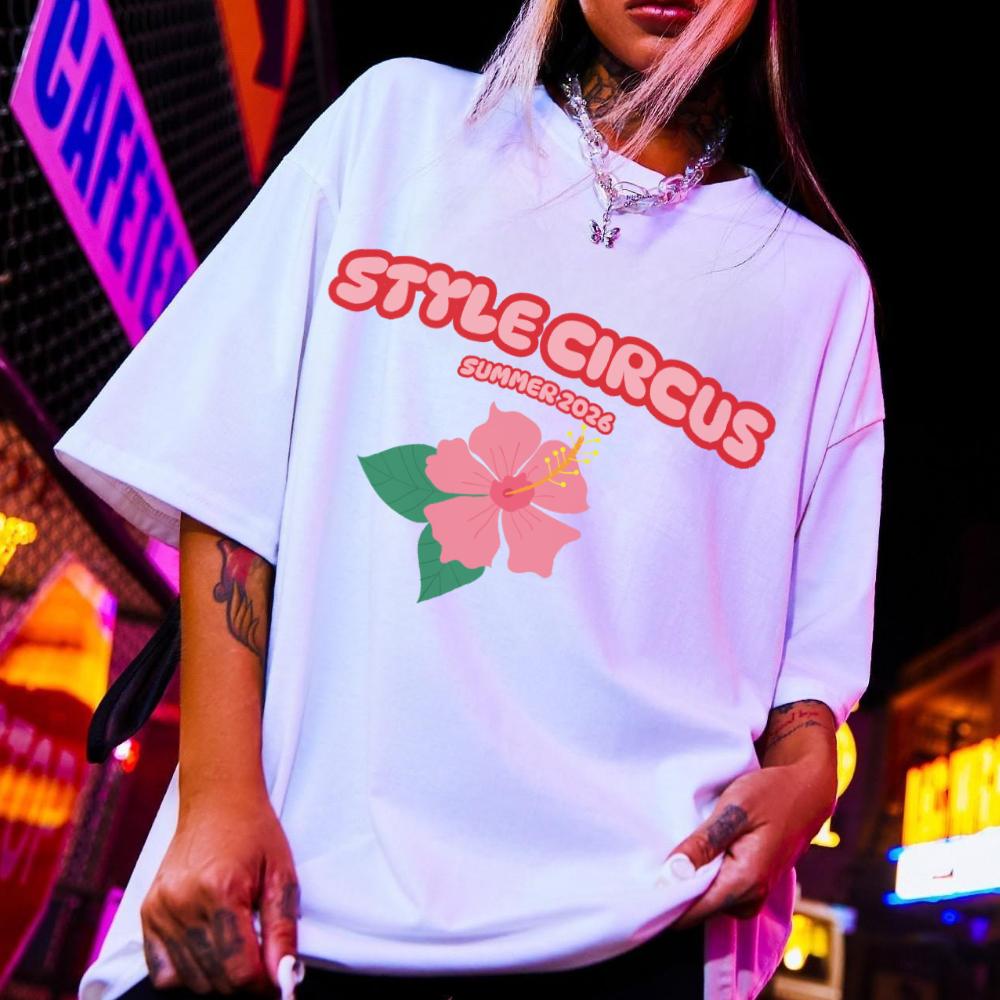 Style Circus Summer Hibiscus Oversized Tee