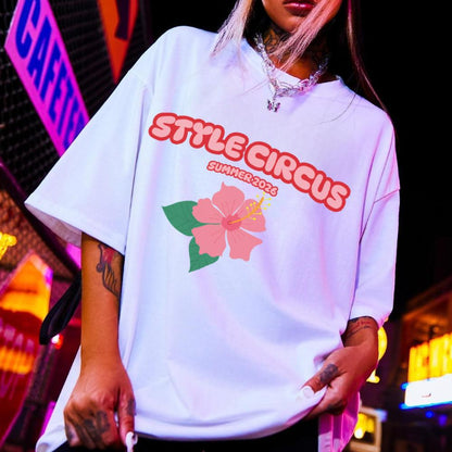Style Circus Summer Hibiscus Oversized Tee