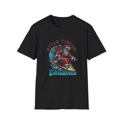 Style Circus Surfing Santa Christmas T-Shirt - Style Circus