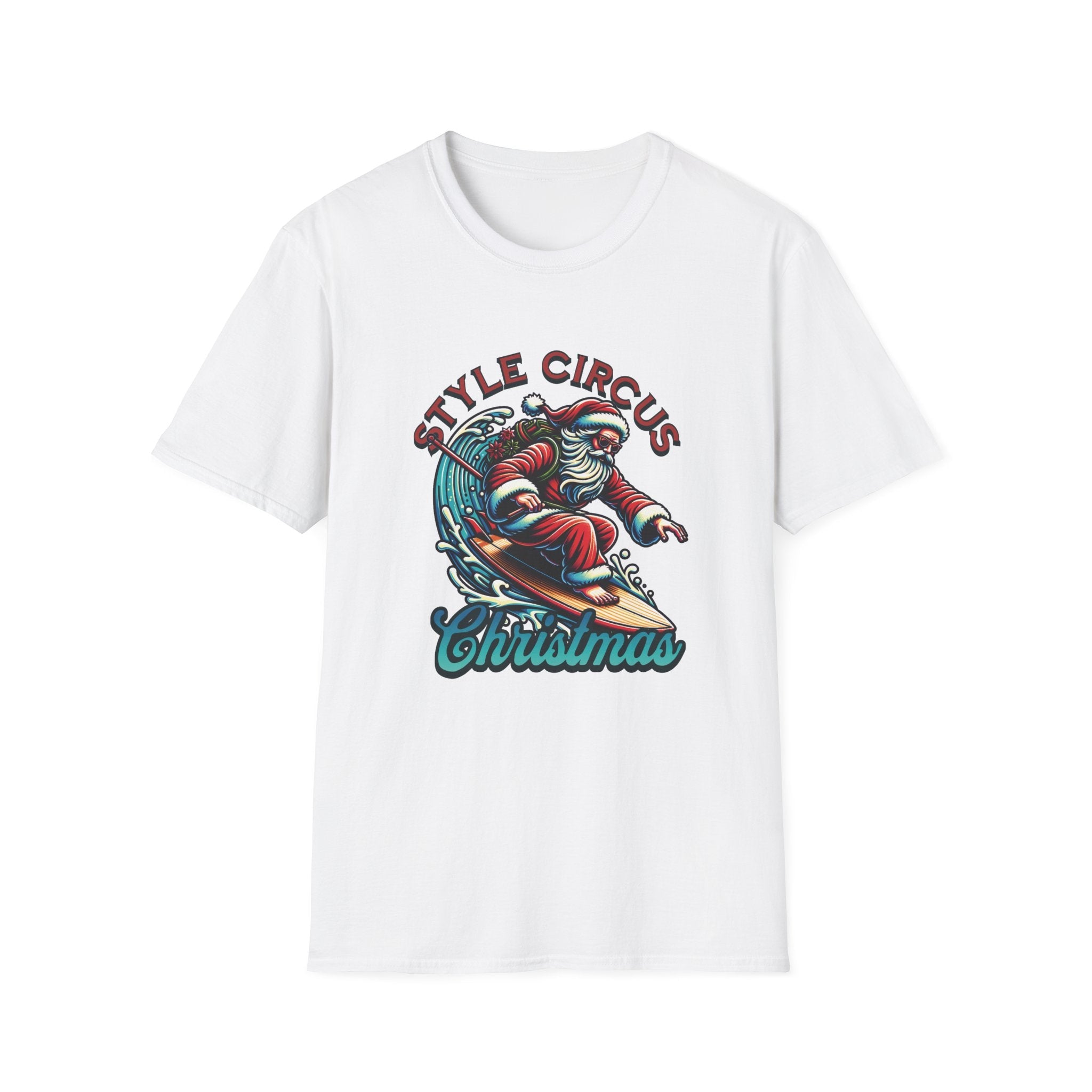 Style Circus Surfing Santa Christmas T-Shirt - Style Circus