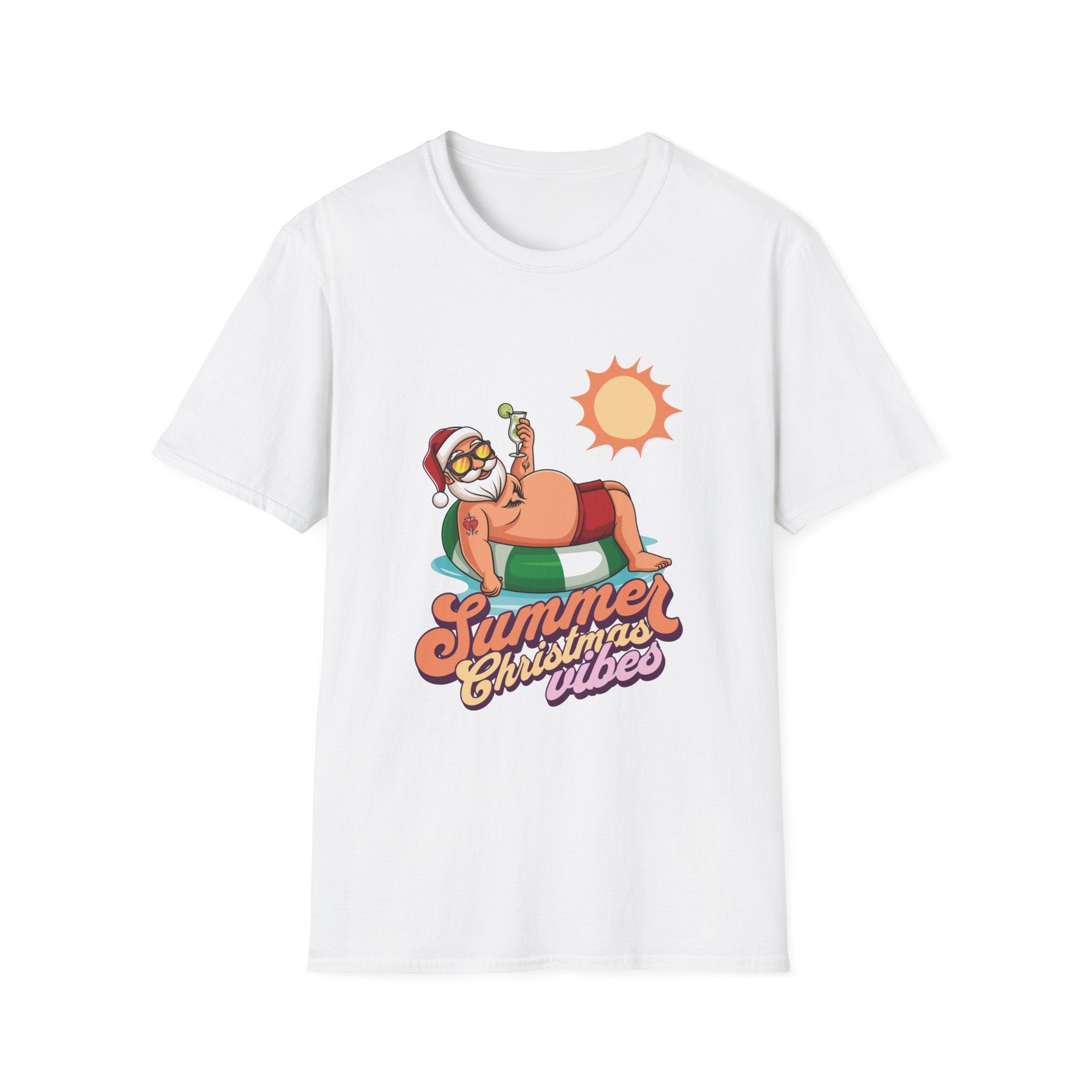 Summer Christmas Vibes Sunbathing Santa Custom T-Shirt - Style Circus