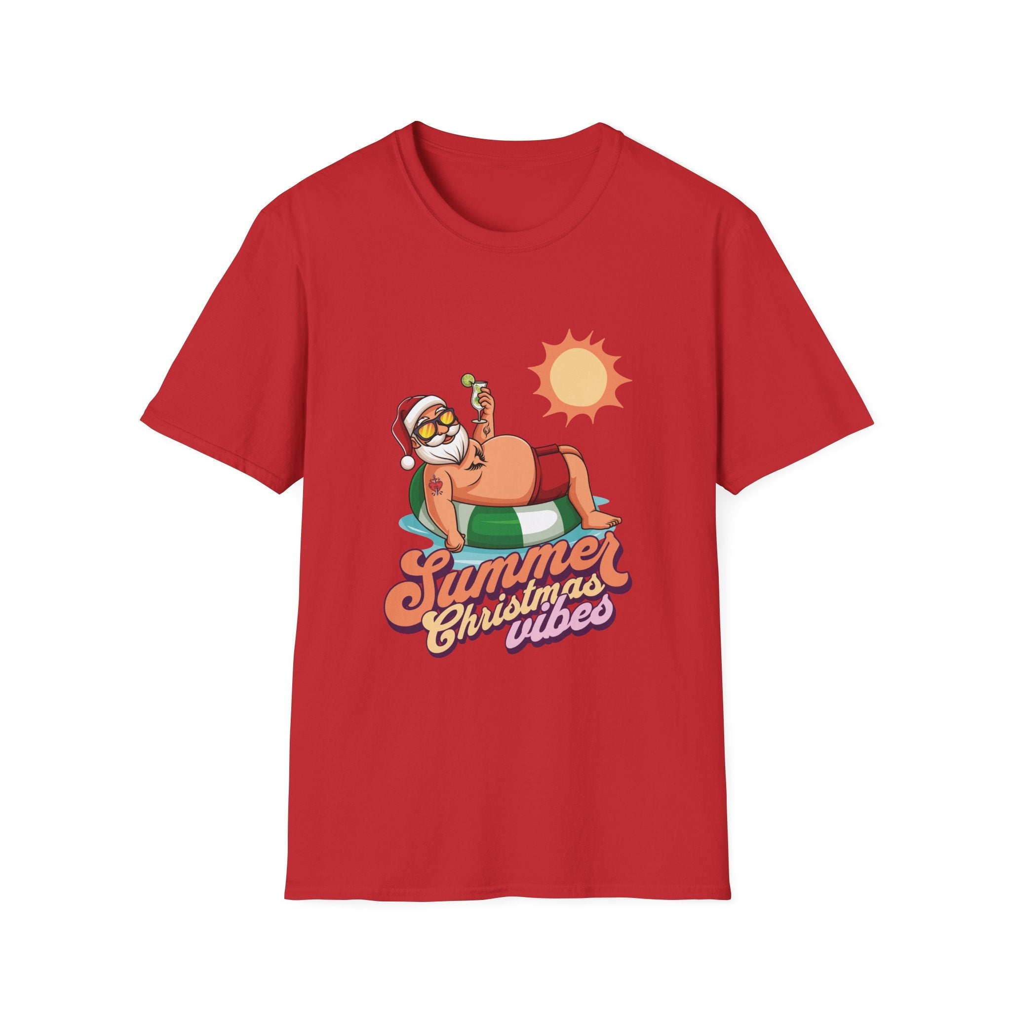 Summer Christmas Vibes Sunbathing Santa Custom T-Shirt - Style Circus