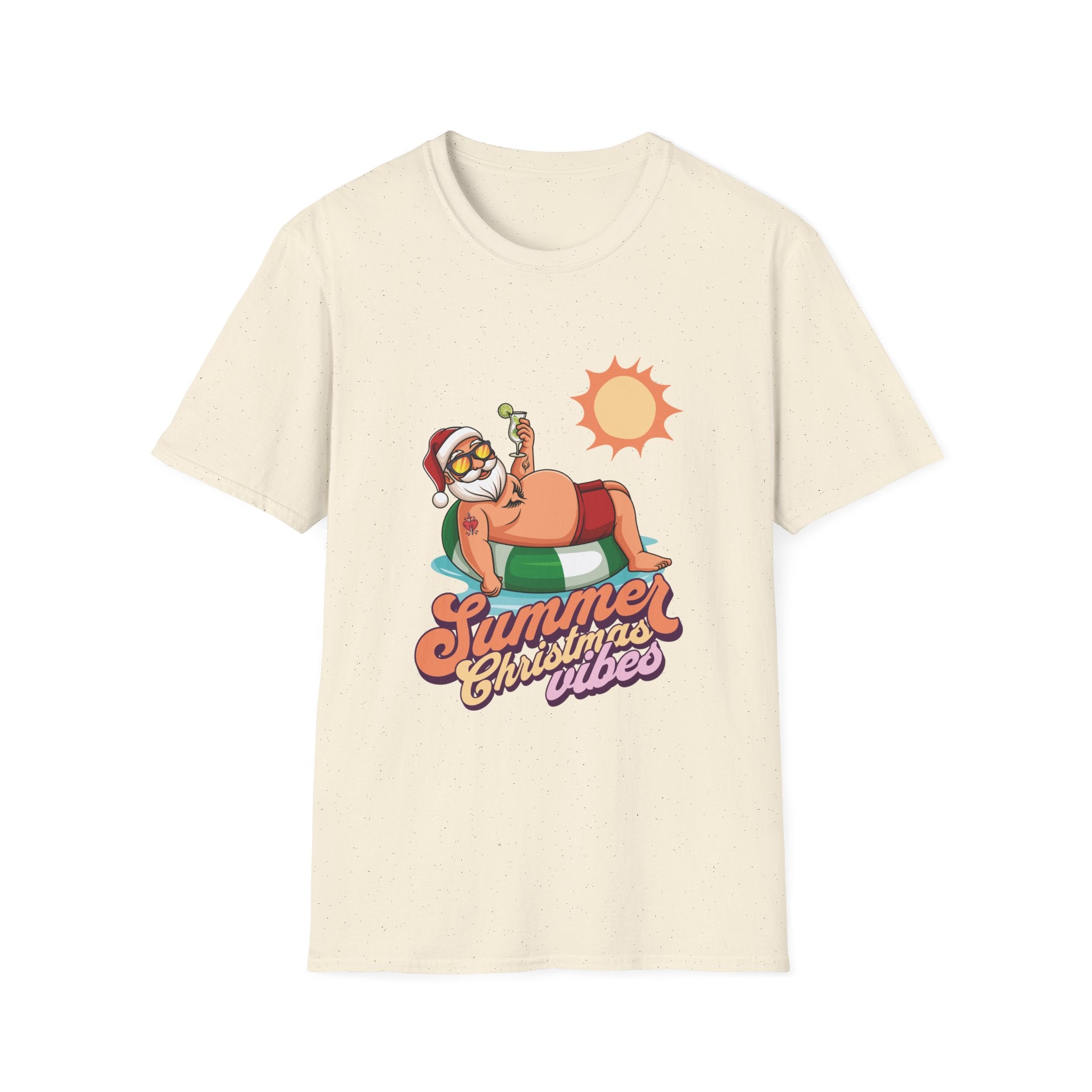 Summer Christmas Vibes Sunbathing Santa Custom T-Shirt - Style Circus