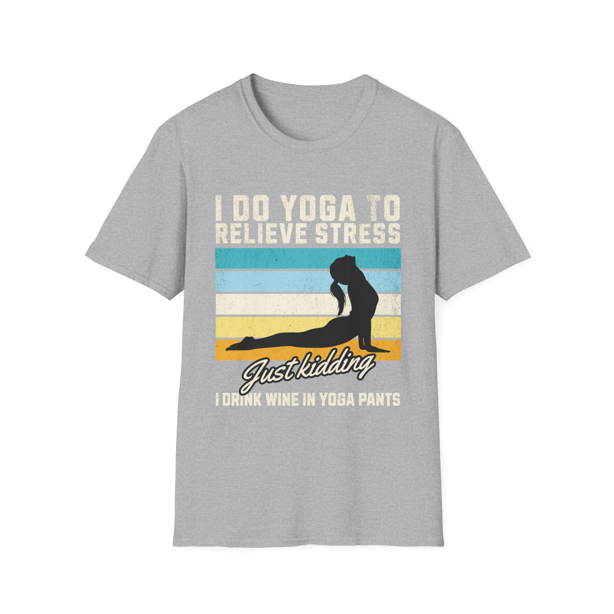 Yoga Stress Relief Drinking Wine Funny T-Shirt - Style Circus